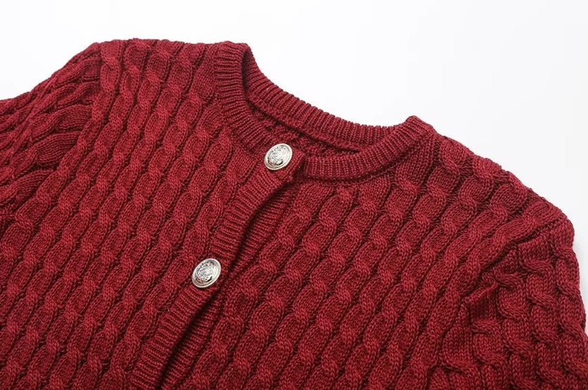 Slim-fit Crewneck Short-sleeved Cardigan