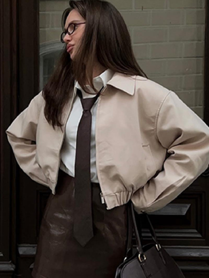 Casual Lapel Zipper Jacket Suit