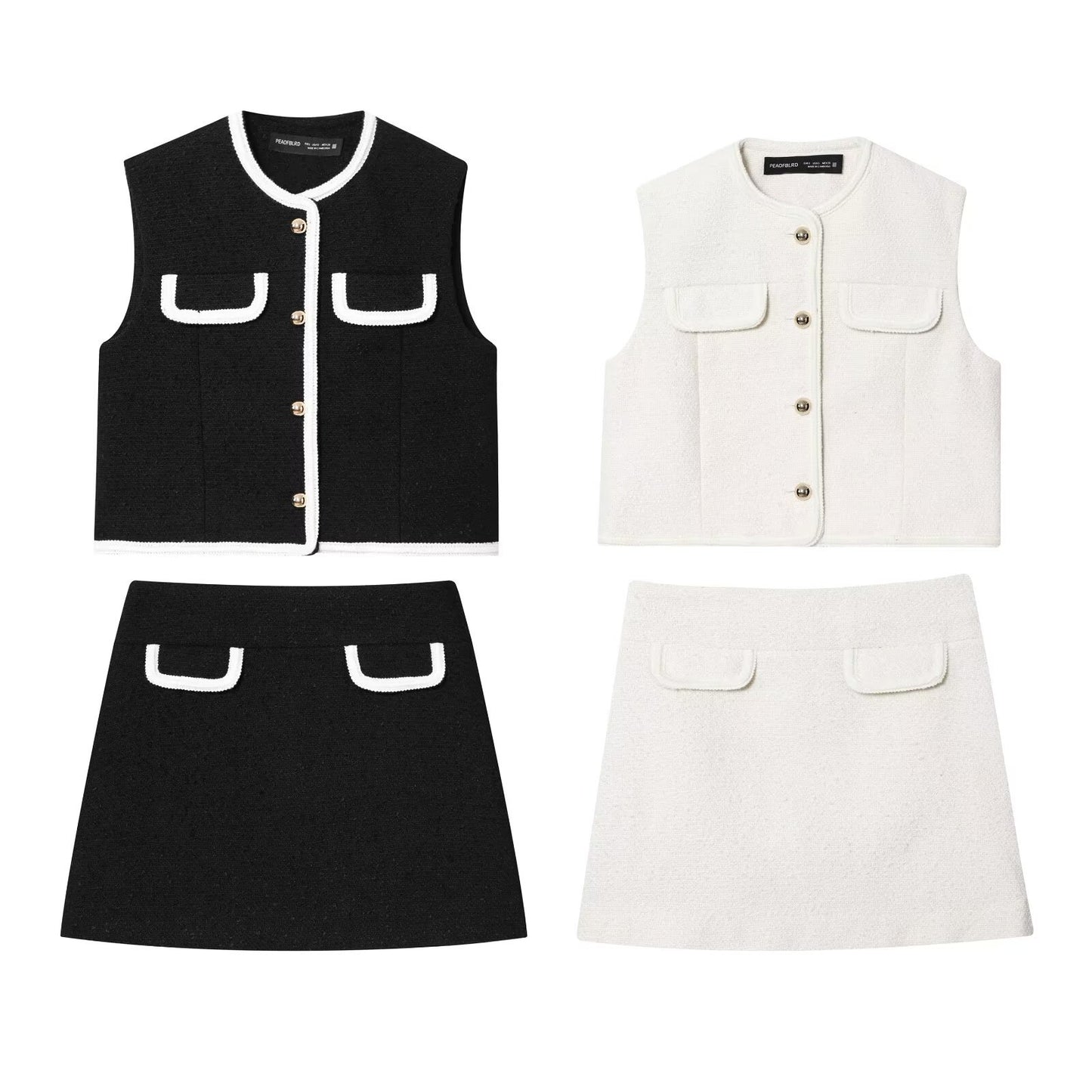 Block Trim Vest + Skirt Set