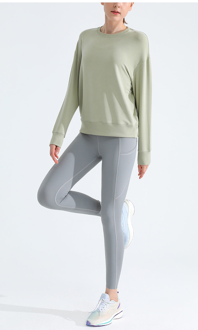 Loose Sports Sweatshirt — Slimming Round-Neck Long-Sleeve T-Shirt