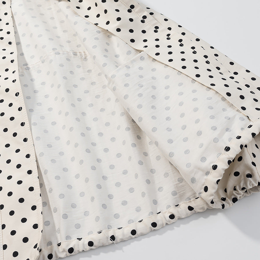 Stand Collar Long Sleeve Polka Dot Set