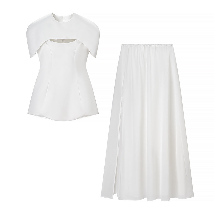 Heiress Style Solid Color Three-Piece Dress Set