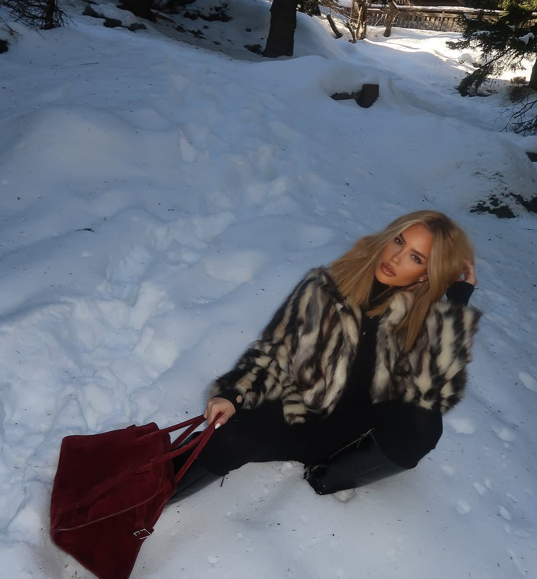 Faux Fur Coffee Stripe Coat