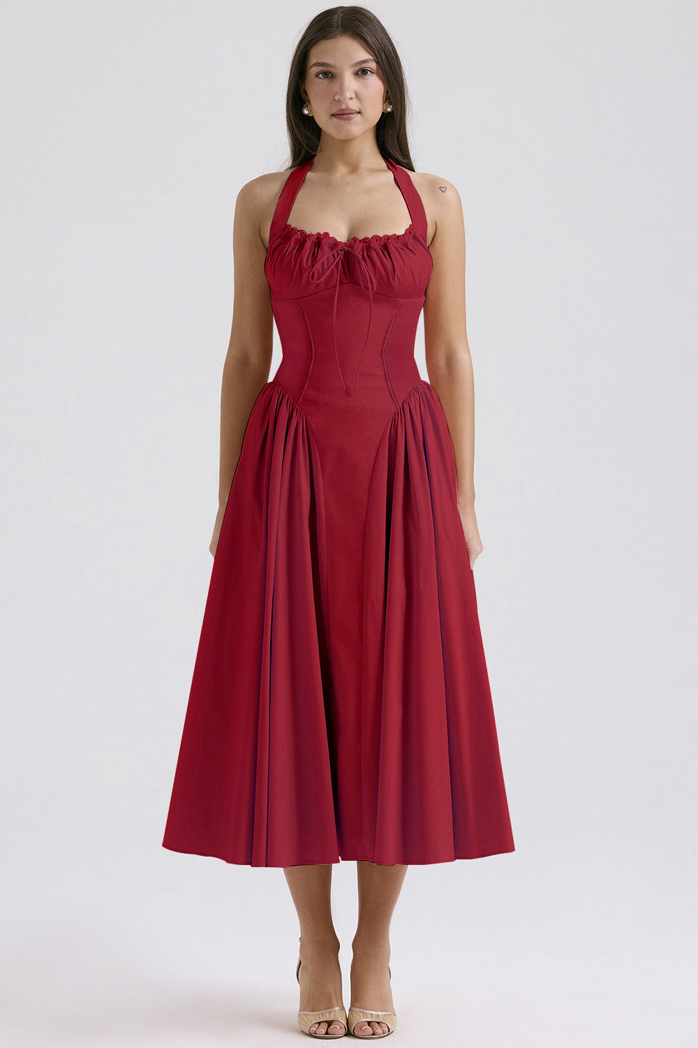 Print Halter Neck Lace Dress