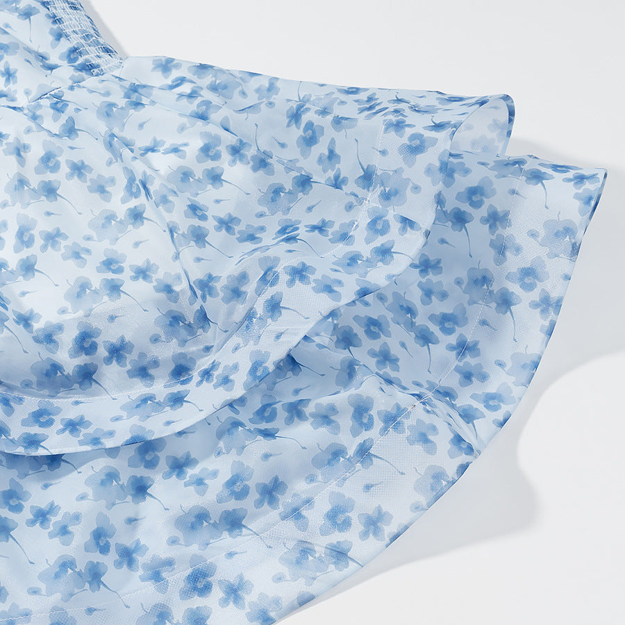 French Gentle Temperament Printed Slim V-Neck Tulip Dress