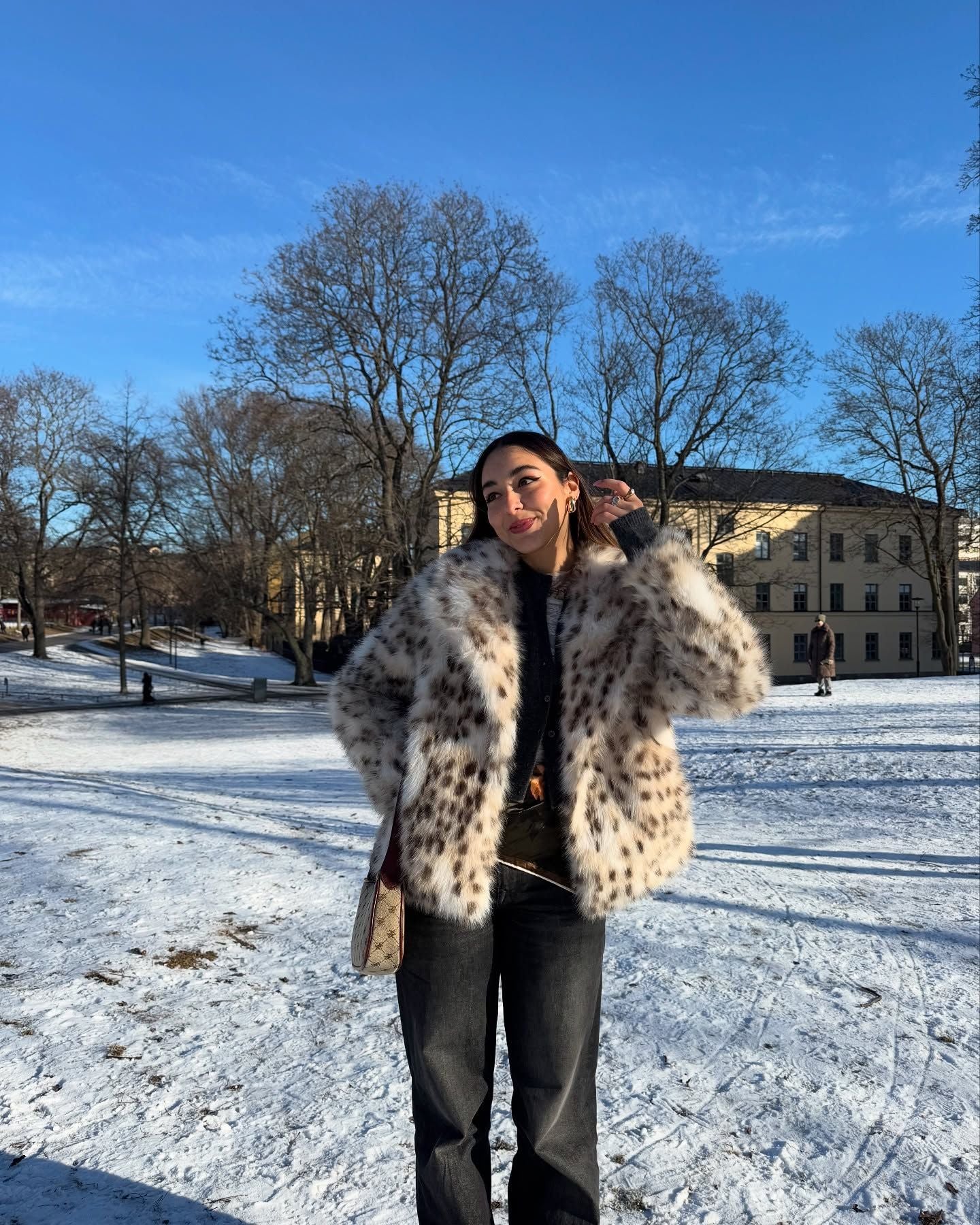 Faux Fur Leopard Print Plush Coat