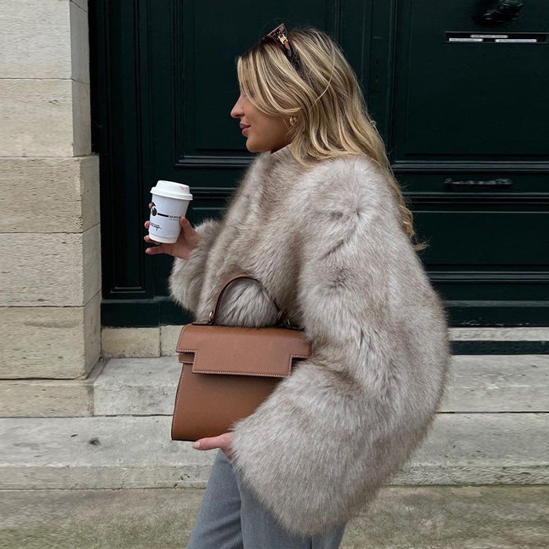 High Waist Faux Fur Coat