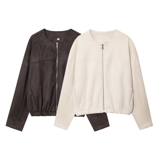 Round Neck Baseball Jacket