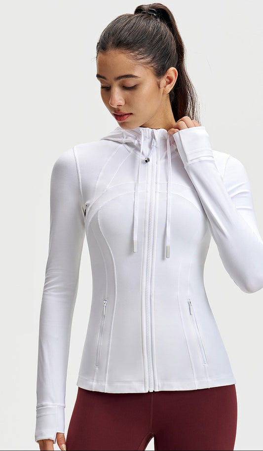 Women’s Slim Fit Hooded Yoga Jacket – Quick Dry, Zip-Up