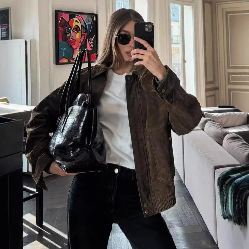 Suede Texture Loose Versatile Jacket