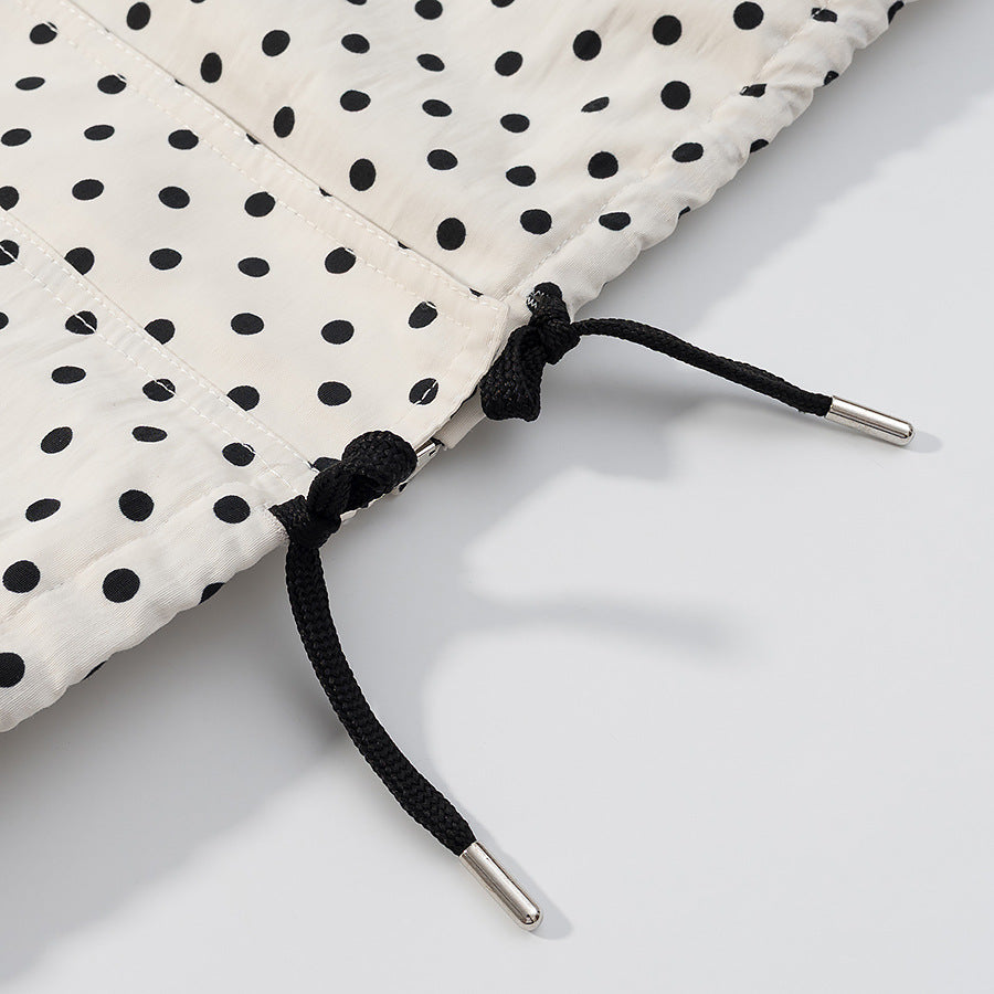 Stand Collar Long Sleeve Polka Dot Set