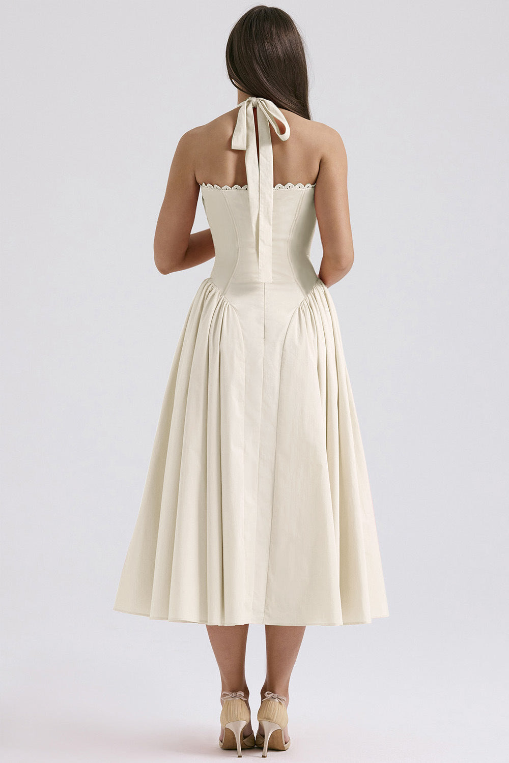 Print Halter Neck Lace Dress