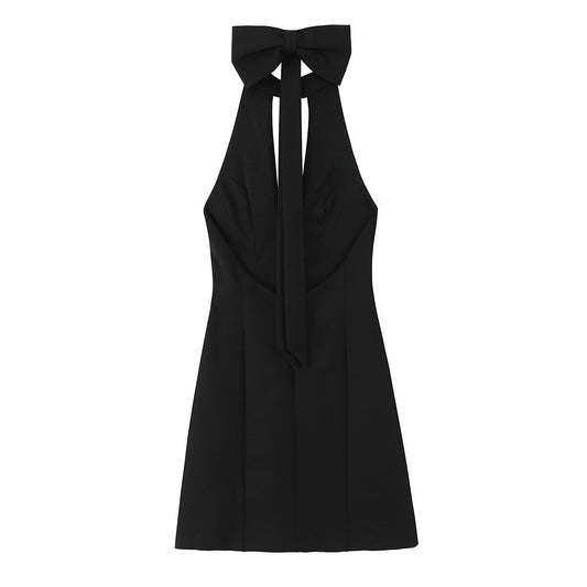 Bow-embellished Halter Neck Slim Dress