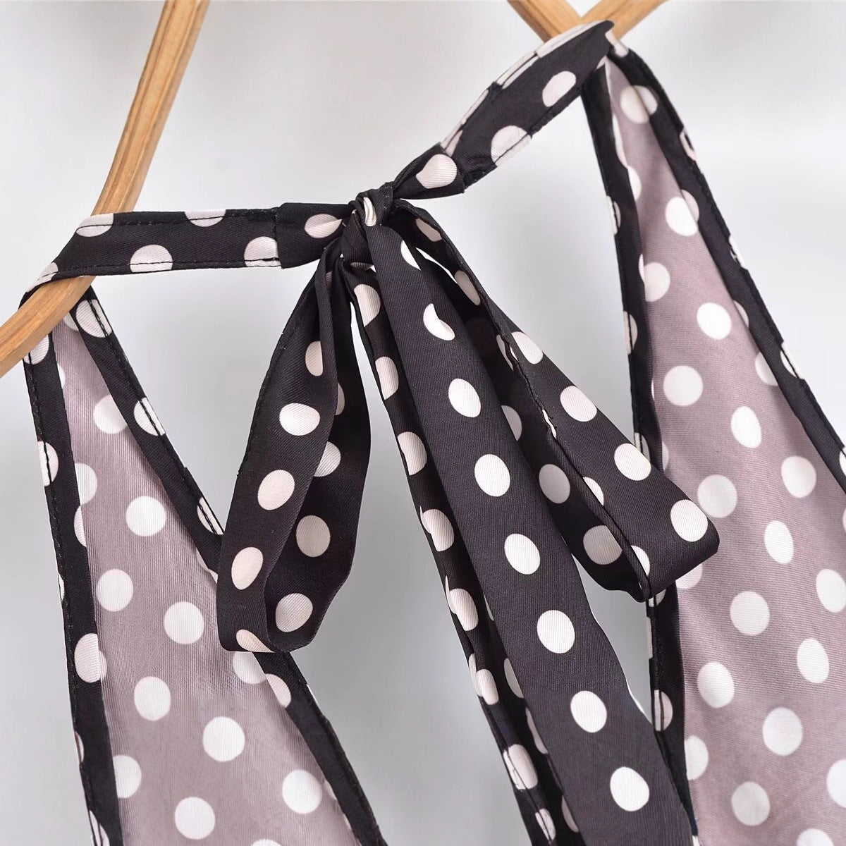 Backless Halter Neck Polka Dot Long Dress