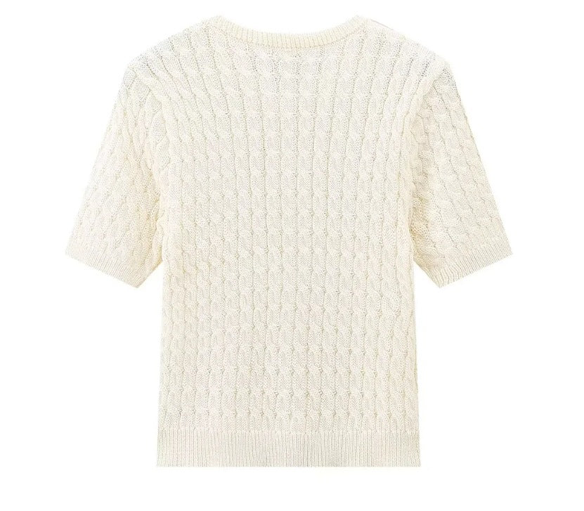 Slim-fit Crewneck Short-sleeved Cardigan