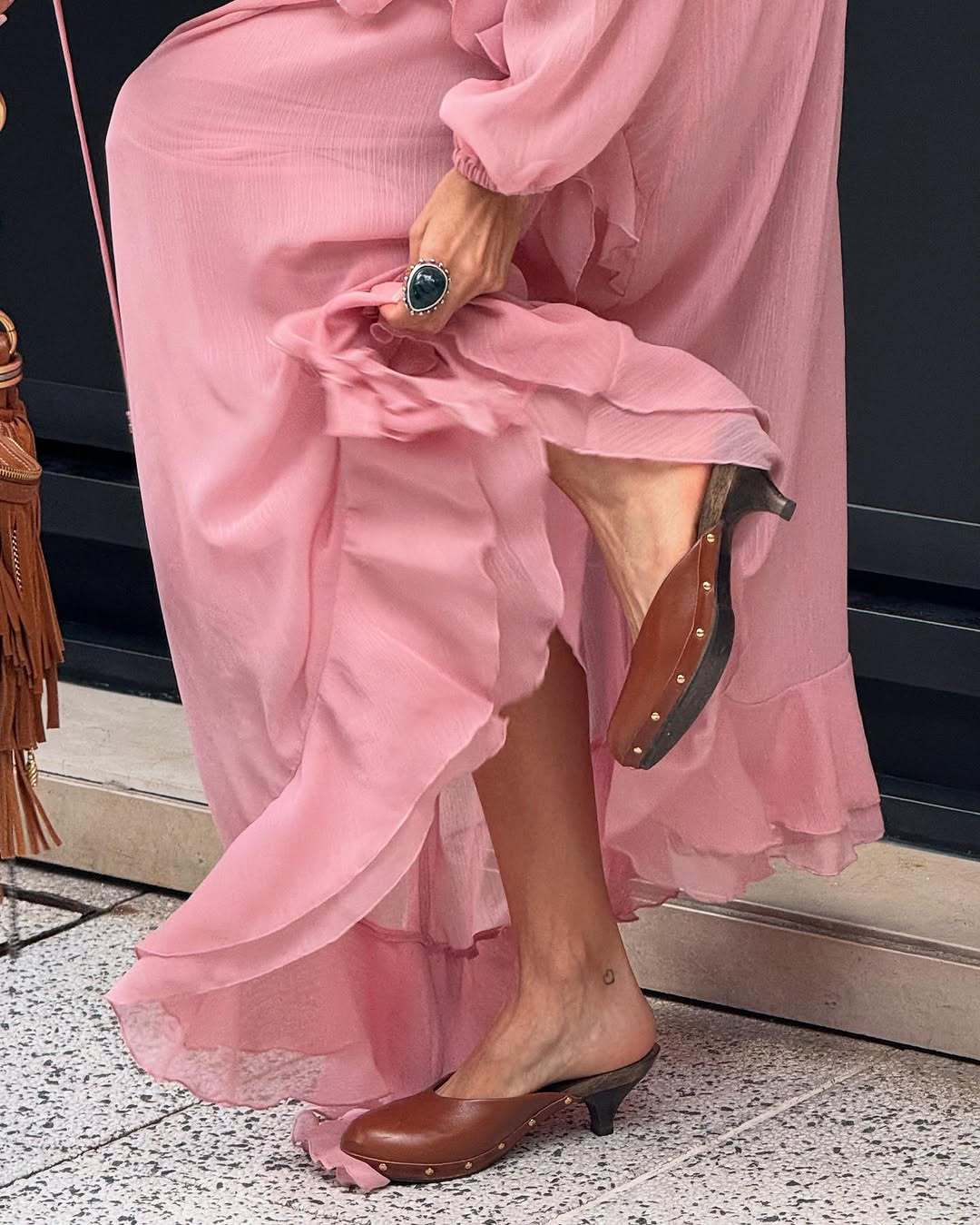 Layered Decorative V-neck Dress