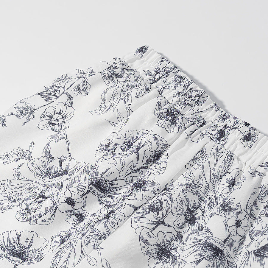 Printed Tie-Waist Cardigan + Printed Shorts Set