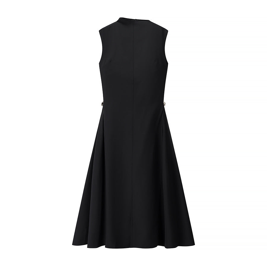 High Collar Large Sleeveless Slim Dress
