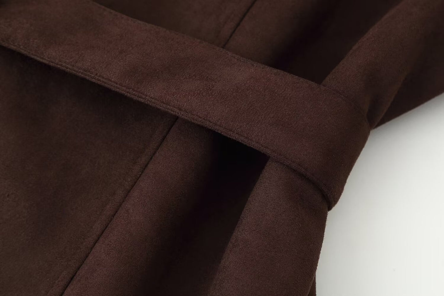 Textured Lapel Waist Belt Trench Coat