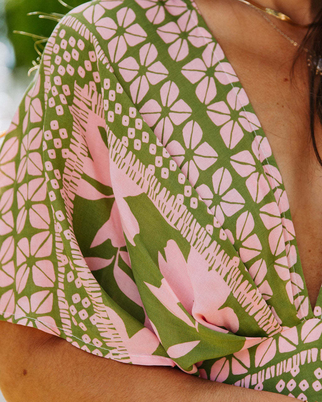 High-Waisted Printed Slit Dress