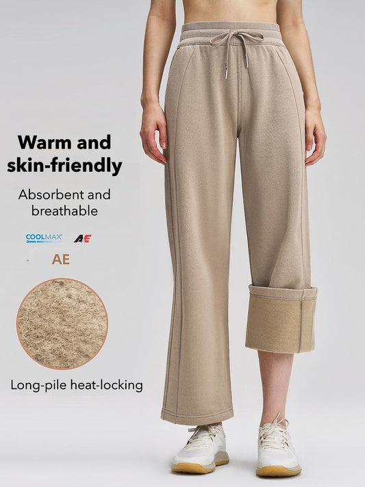 Autumn/Winter Fleece-Lined Wide-Leg Yoga Pants