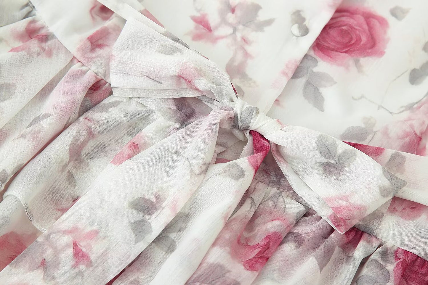 Floral Long-sleeved Top and Skirt Suit