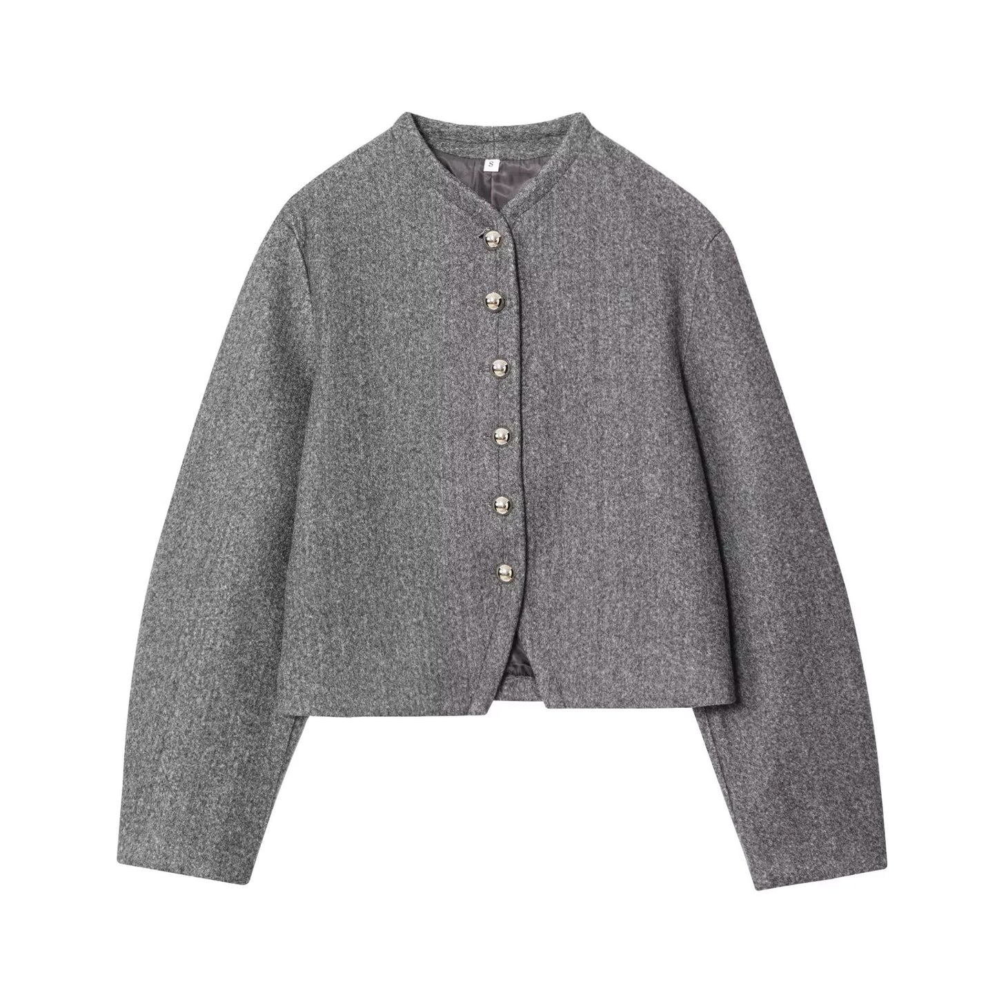 Simple Button-Decorated Long-Sleeved Jacket