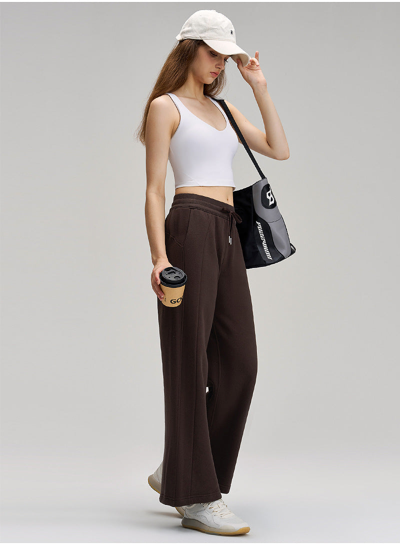Autumn/Winter Fleece-Lined Wide-Leg Yoga Pants