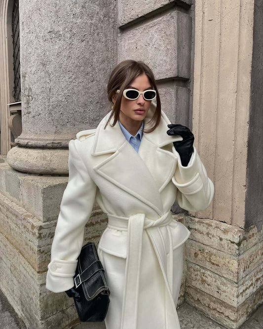 Lady Lapel Long Woolen Coat