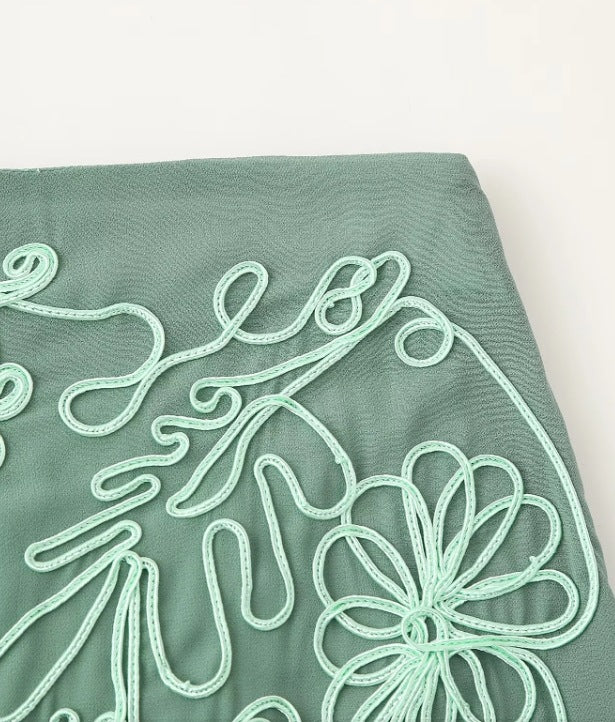 Embroidery Backless Shorts Suit Set