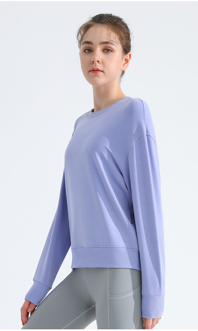 Loose Sports Sweatshirt — Slimming Round-Neck Long-Sleeve T-Shirt