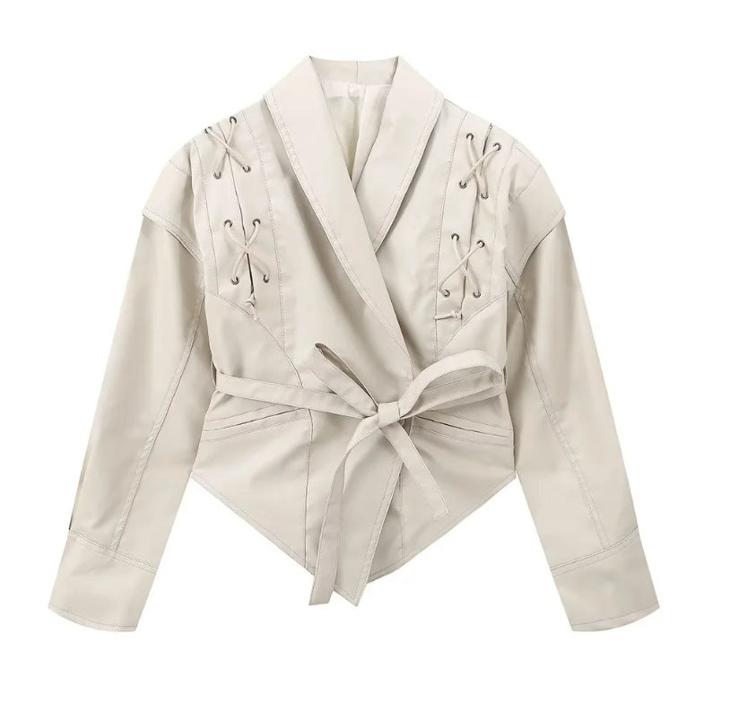 Retro Casual Imitation Leather Jacket