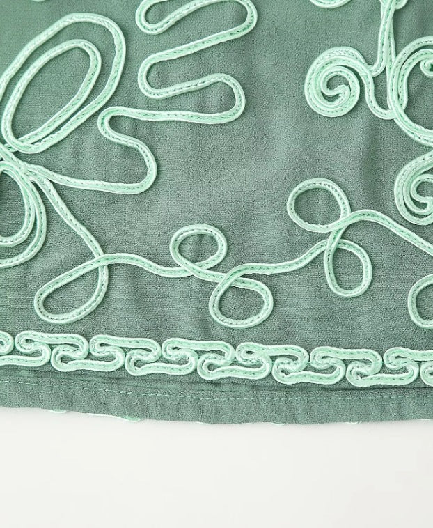 Embroidery Backless Shorts Suit Set