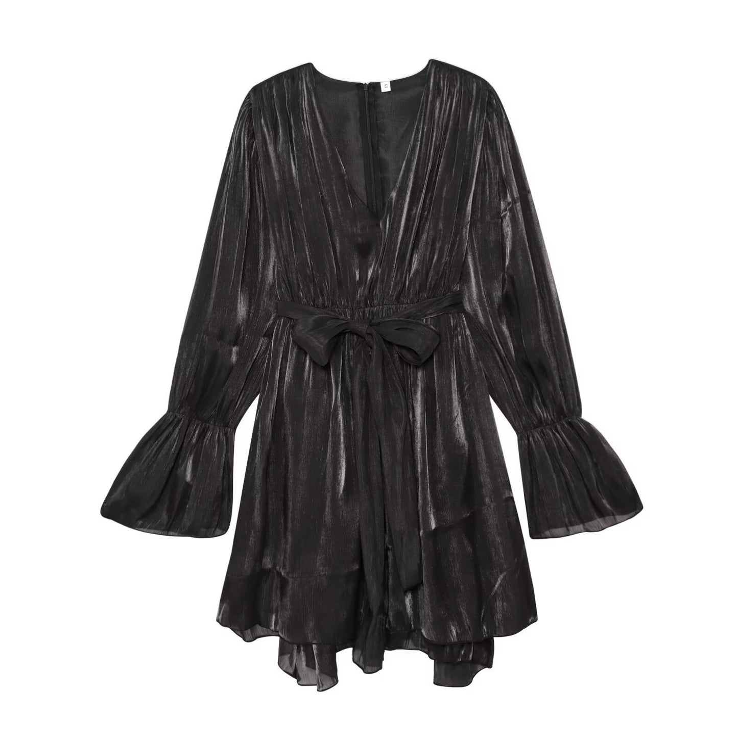 Multi-Color Lace-Up Glossy Dress