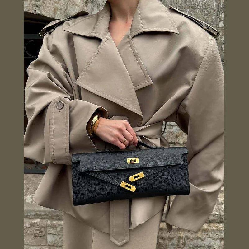 Lapel Tie-Waist Mid-Length Trench Coat