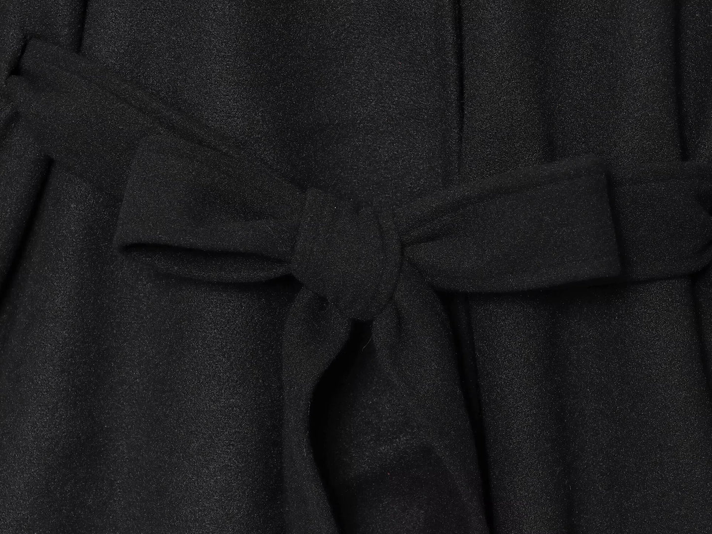 Slim Waist Tie-up Stand Collar Wide Sleeve Short Wool Coat