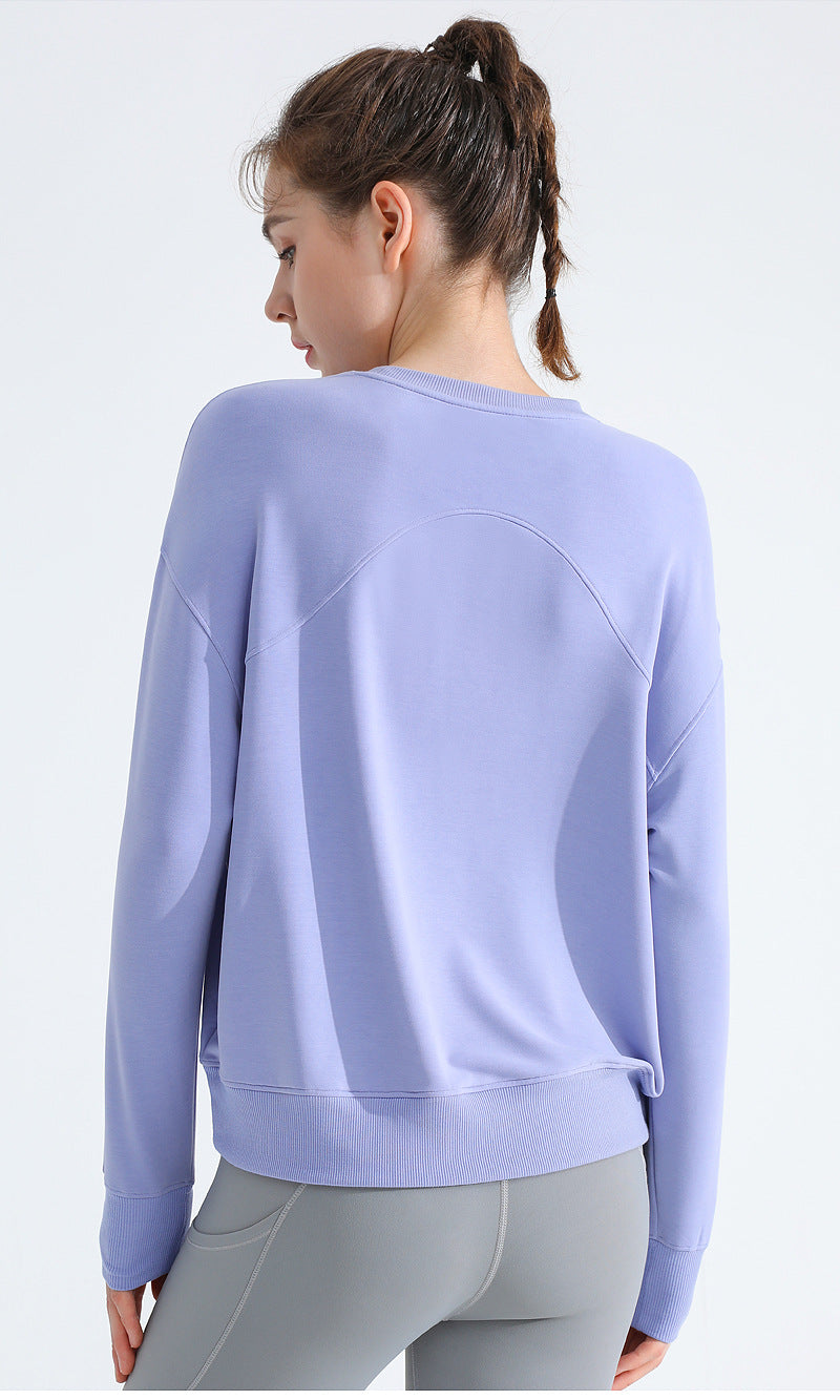Loose Sports Sweatshirt — Slimming Round-Neck Long-Sleeve T-Shirt