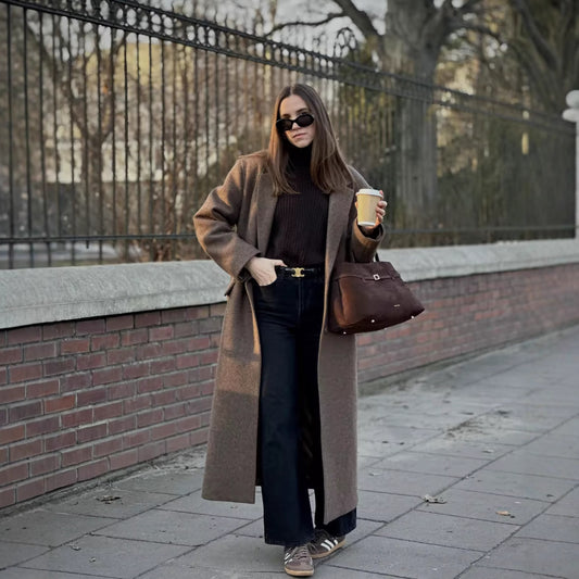 Lapel Long Woolen Coat