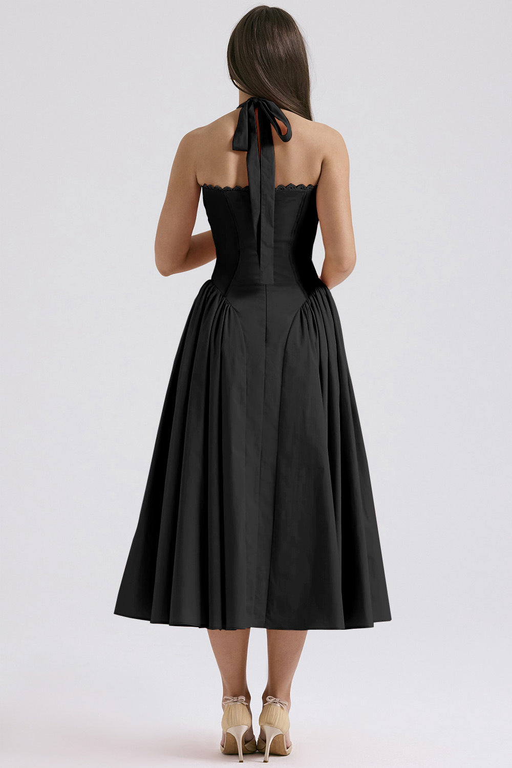 Print Halter Neck Lace Dress