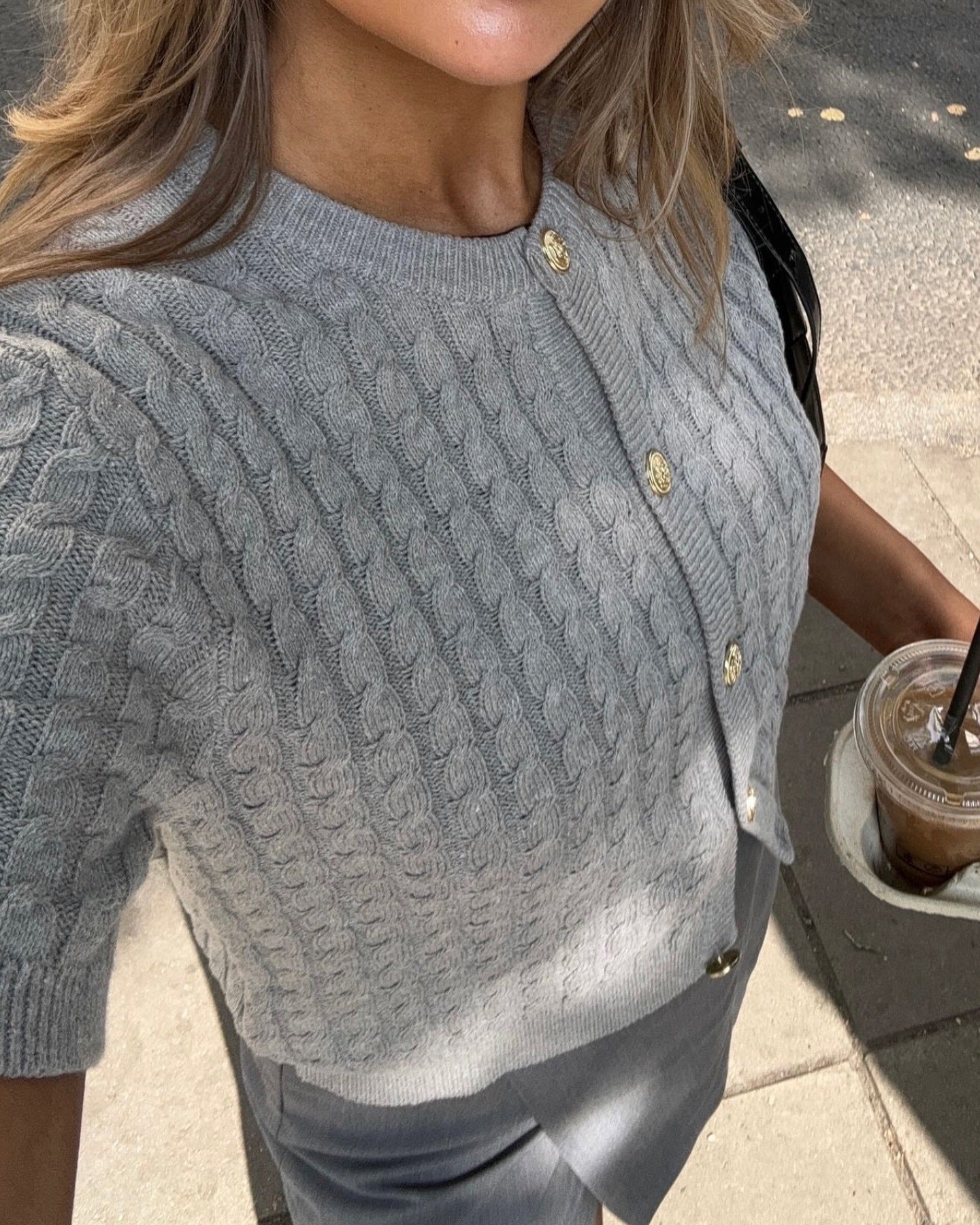 Slim-fit Crewneck Short-sleeved Cardigan