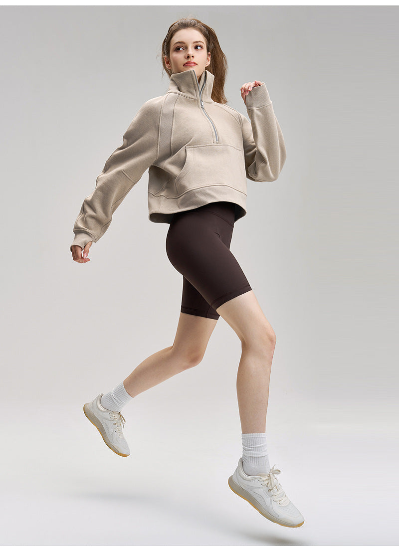Windproof Women's Sports Jacket – Fleece Lined & Half-Zip