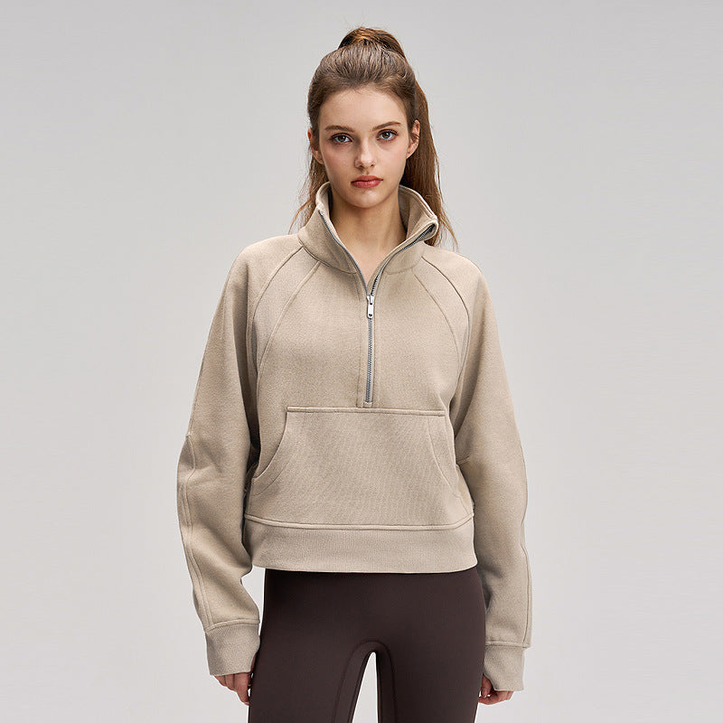 Windproof Women's Sports Jacket – Fleece Lined & Half-Zip