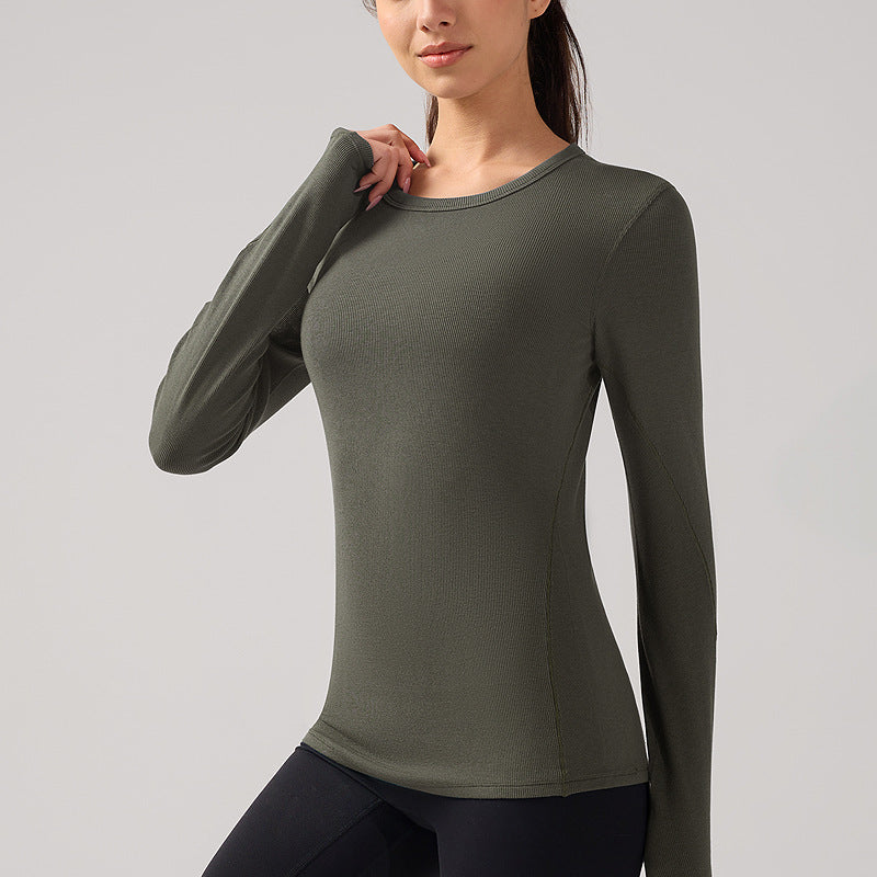 Round Neck Long Sleeve Fitness T-Shirt
