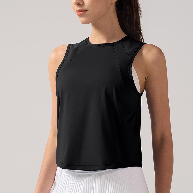 Mesh Short Sports Top for Women–Sleeveless & Round Neck