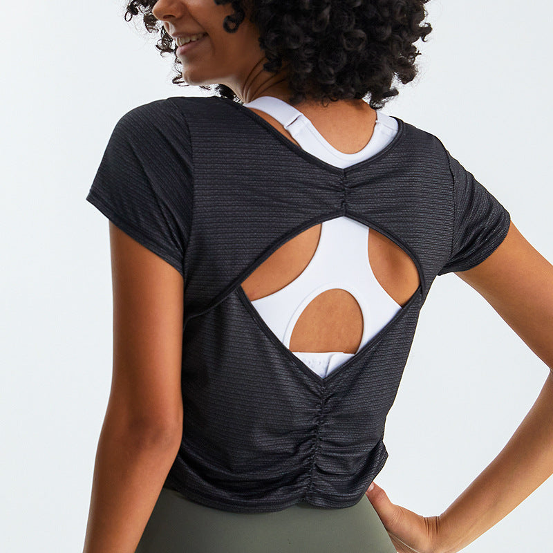 Cooling Open-Back Short Sleeve Sports T-Shirt for Women