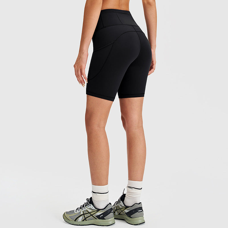 Premium High-Rise Fitness Shorts with Pocket