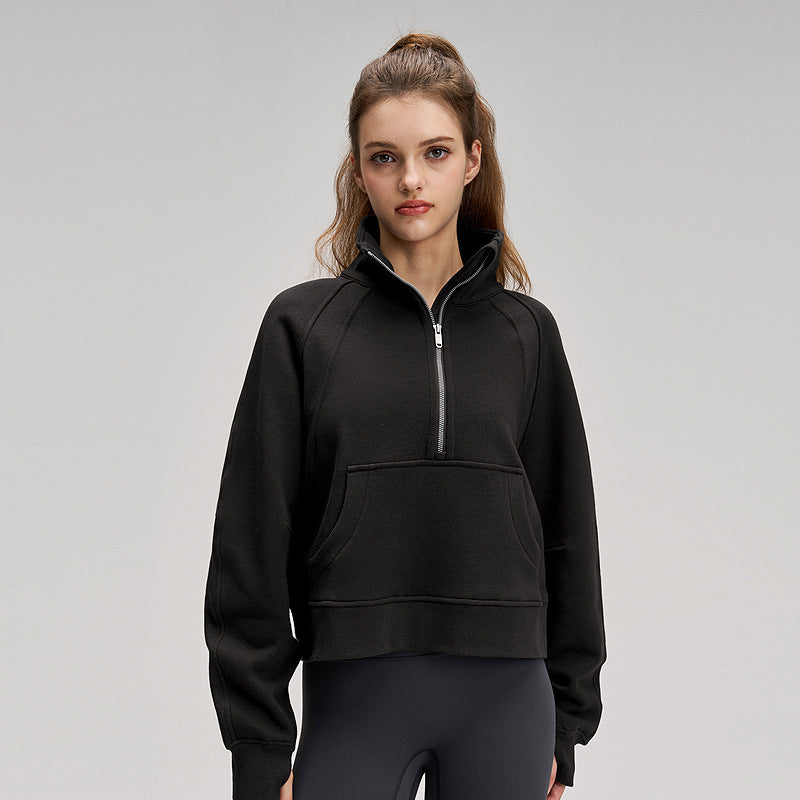 Windproof Women's Sports Jacket – Fleece Lined & Half-Zip