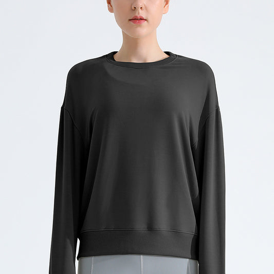 Loose Sports Sweatshirt — Slimming Round-Neck Long-Sleeve T-Shirt