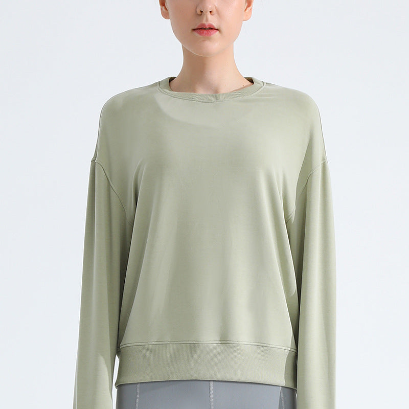 Loose Sports Sweatshirt — Slimming Round-Neck Long-Sleeve T-Shirt