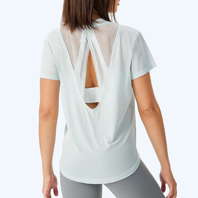 Loose & Quick-Drying Mesh Short-Sleeved Sports T-Shirt for Women